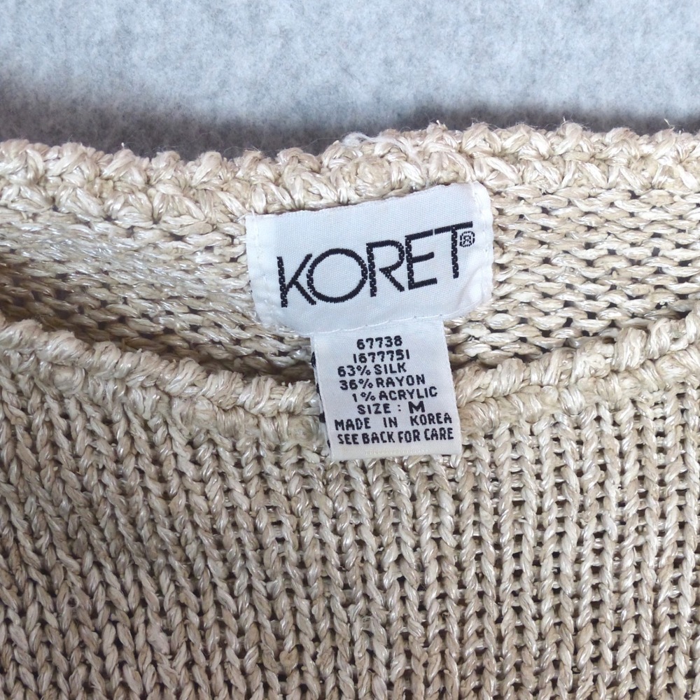 Vintage 80s Koret Pastel Floral Silk Blend Knit Sweater M Cottage School Teacher - Picture 3 of 7